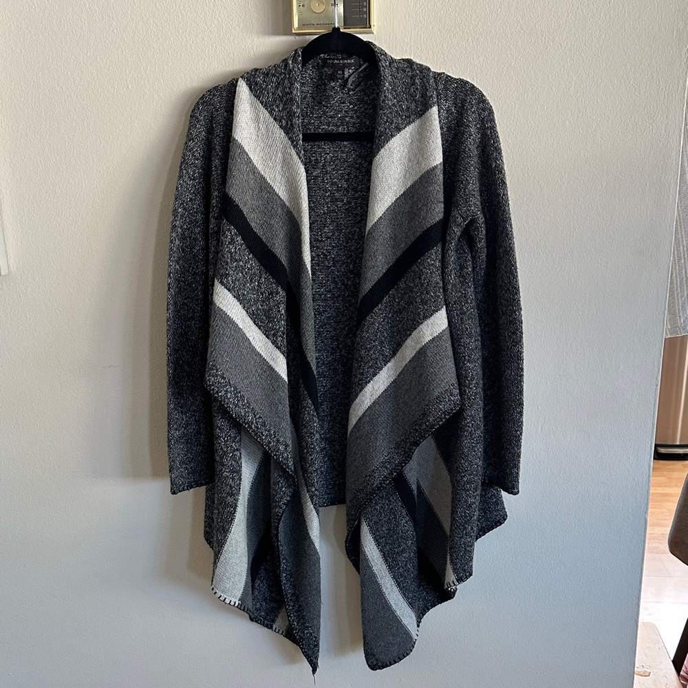 Banana Republic Charcoal and Black Waterfall Cardigan